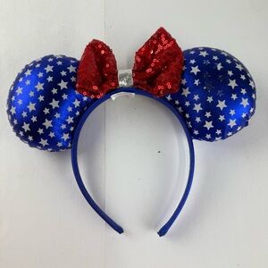 Disney Minnie Mouse Ears Headband Red White Blue July 4th SEE ALL.